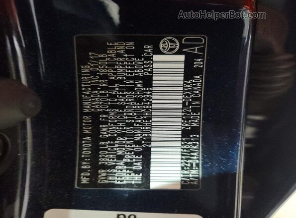 2T1BURHE1HC842946 2017 TOYOTA COROLLA Blue Вид підкапотного простору