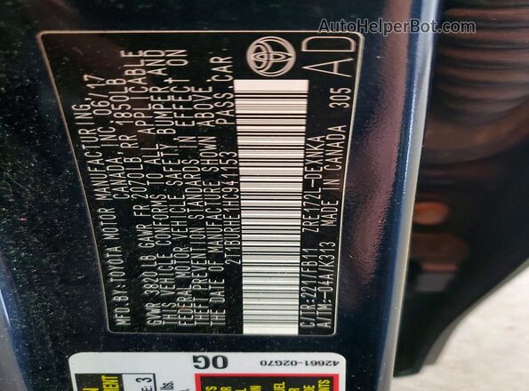 2T1BURHE1HC941153 2017 TOYOTA COROLLA Black ძრავის განყოფილების ხედი