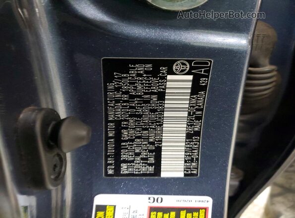 2T1BURHE1JC031833 2018 TOYOTA COROLLA Blue Вид наклейки з VIN-кодом