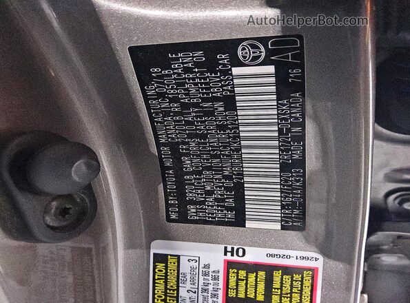 2T1BURHE1KC151200 2019 TOYOTA COROLLA Tan Engine compartment view
