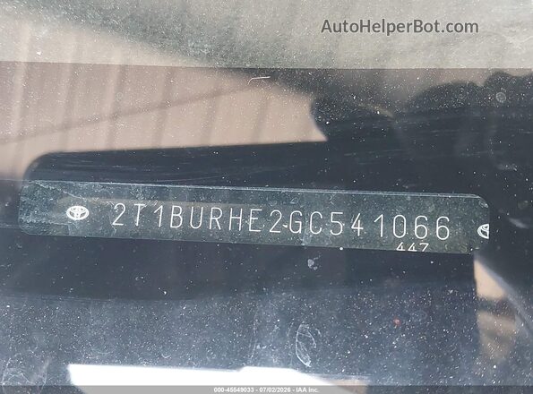 2T1BURHE2GC541066 2016 TOYOTA COROLLA Navy Вид підкапотного простору