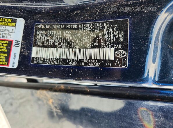 2T1BURHE2HC913569 2017 TOYOTA COROLLA Blue Շարժիչի բաժամունքի տեսք