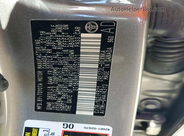 2T1BURHE2JC052321 2018 TOYOTA COROLLA Brown Widok naklejki z numerem VIN