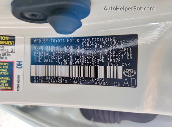 2T1BURHE2JC973132 2018 TOYOTA COROLLA Белый Вид подкапотного пространства