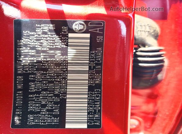 2T1BURHE3GC489625 2016 TOYOTA COROLLA Red Widok komory silnika