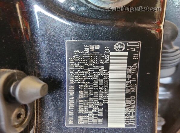 2T1BURHE3GC620407 2016 TOYOTA COROLLA Black Widok komory silnika
