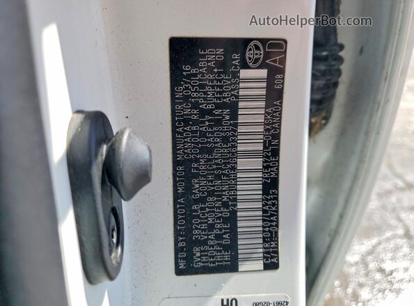 2T1BURHE3GC633271 2016 TOYOTA COROLLA White VIN կոդի պիտակի տեսք
