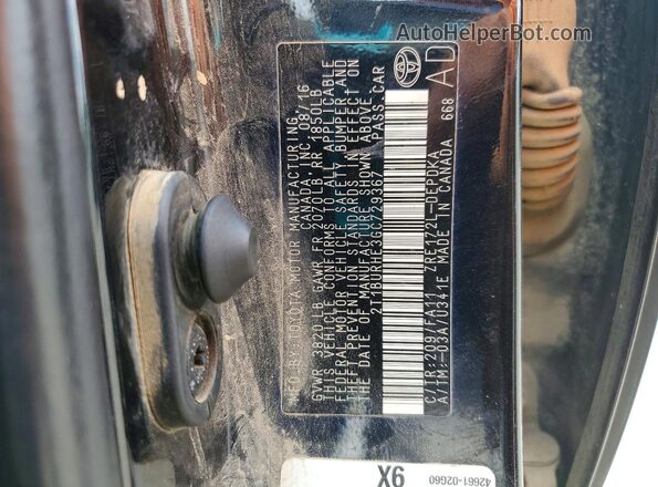 2T1BURHE3GC729367 2016 TOYOTA COROLLA Black Вид підкапотного простору
