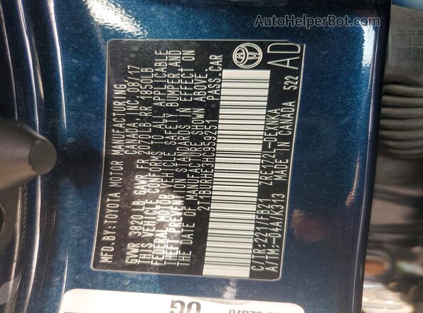2T1BURHE3HC959251 2017 TOYOTA COROLLA Blue Շարժիչի բաժամունքի տեսք
