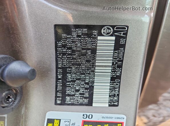 2T1BURHE3KC226222 2019 TOYOTA COROLLA Gray Շարժիչի բաժամունքի տեսք