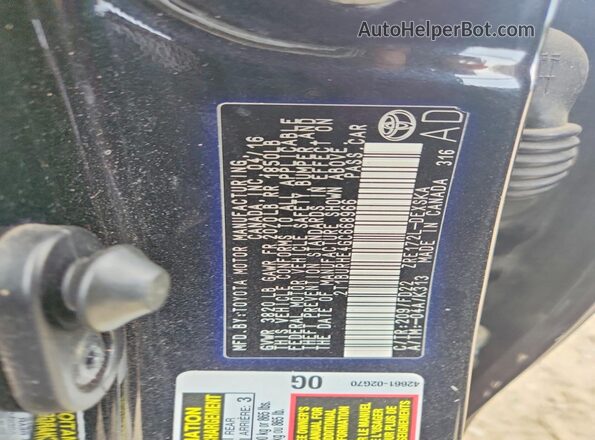 2T1BURHE4GC668966 2016 TOYOTA COROLLA Черный Вид подкапотного пространства