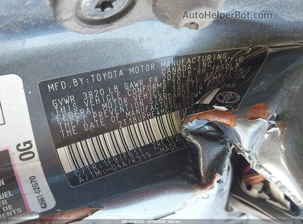 2T1BURHE4HC796982 2017 TOYOTA COROLLA Gray ძრავის განყოფილების ხედი