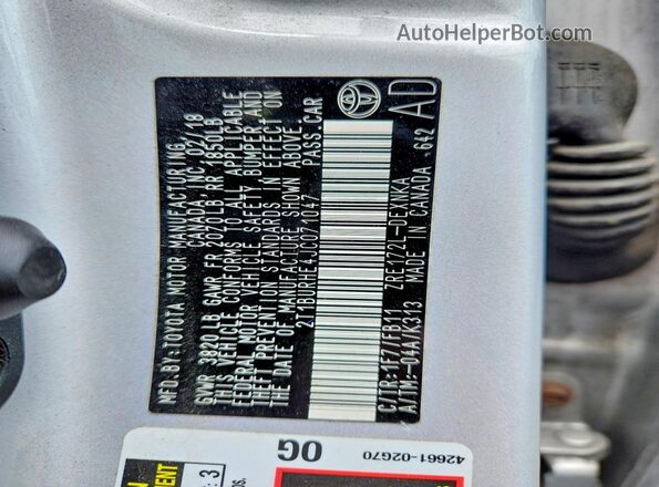 2T1BURHE4JC071047 2018 TOYOTA COROLLA Серебряный Вид подкапотного пространства