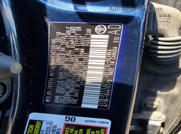 2T1BURHE4KC135931 2019 TOYOTA COROLLA Blue Вид підкапотного простору
