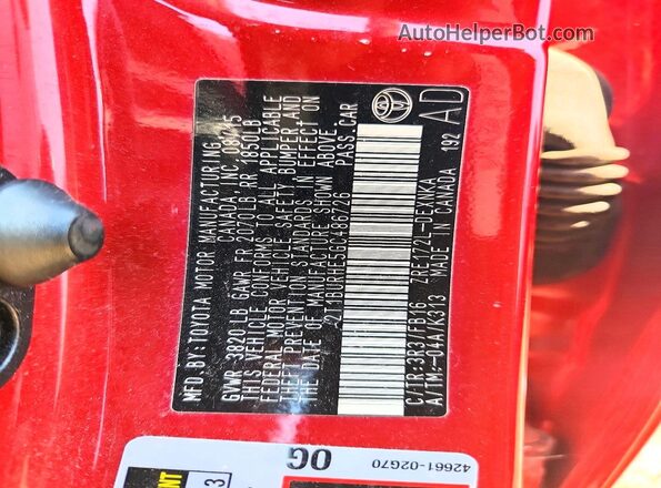 2T1BURHE5GC486726 2016 TOYOTA COROLLA Red Engine compartment view