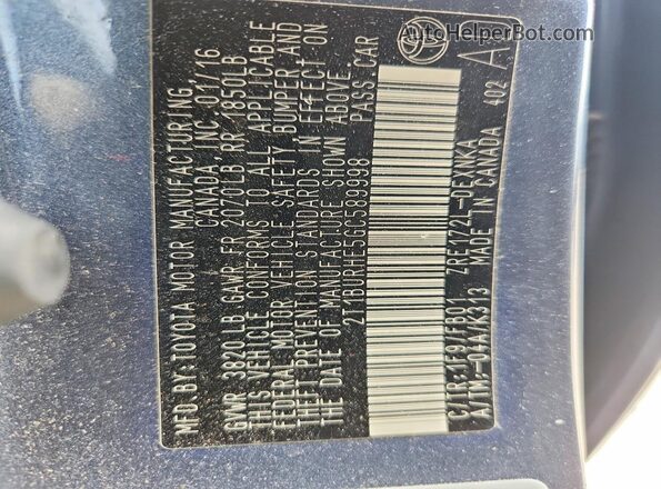 2T1BURHE5GC589998 2016 TOYOTA COROLLA Gray Widok komory silnika