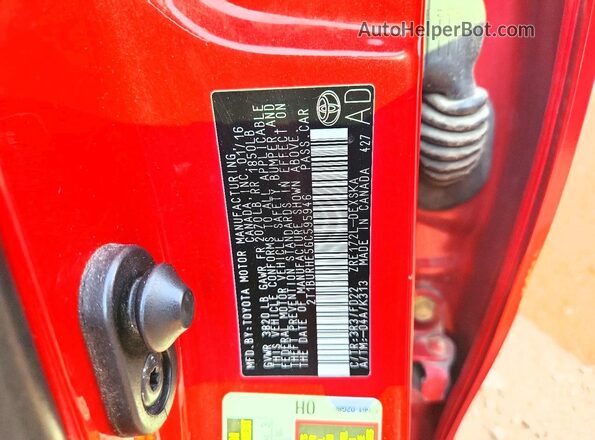 2T1BURHE5GC595946 2016 TOYOTA COROLLA Red Engine compartment view