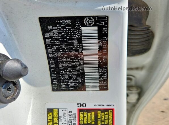 2T1BURHE5GC729029 2016 TOYOTA COROLLA White Widok komory silnika