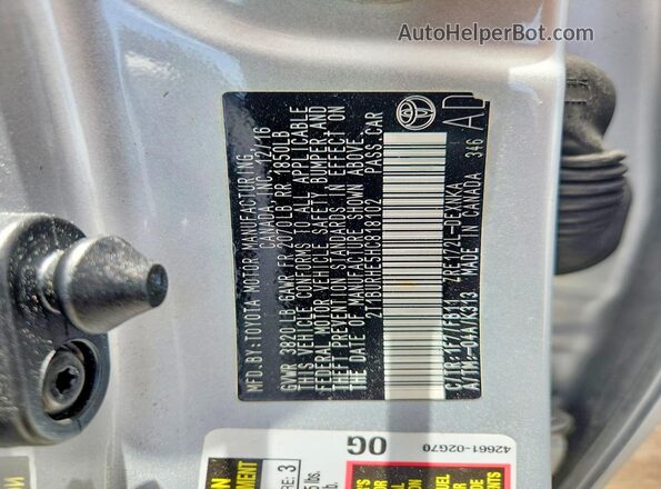 2T1BURHE5HC818102 2017 TOYOTA COROLLA Silver Vista de la etiqueta del VIN