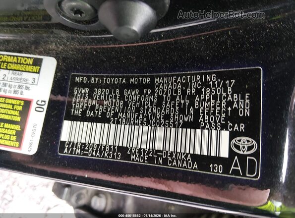 2T1BURHE5JC025517 2018 TOYOTA COROLLA Black Widok komory silnika
