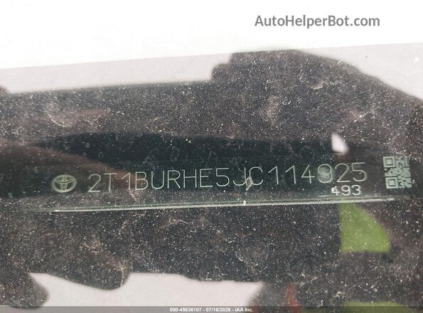 2T1BURHE5JC114925 2018 TOYOTA COROLLA Gray 