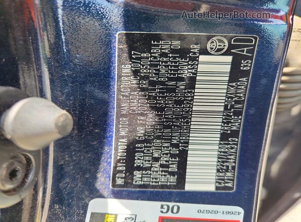 2T1BURHE5JC992483 2018 TOYOTA COROLLA Black ძრავის განყოფილების ხედი