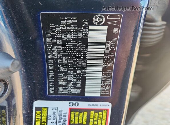 2T1BURHE5JC994377 2018 TOYOTA COROLLA Blue Widok komory silnika