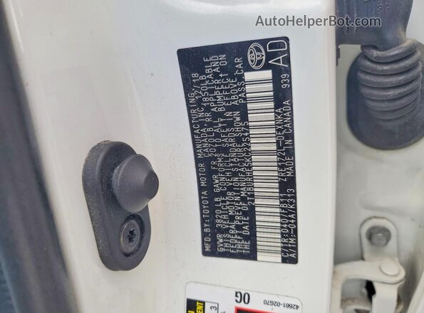 2T1BURHE5KC225475 2019 TOYOTA COROLLA White ძრავის განყოფილების ხედი