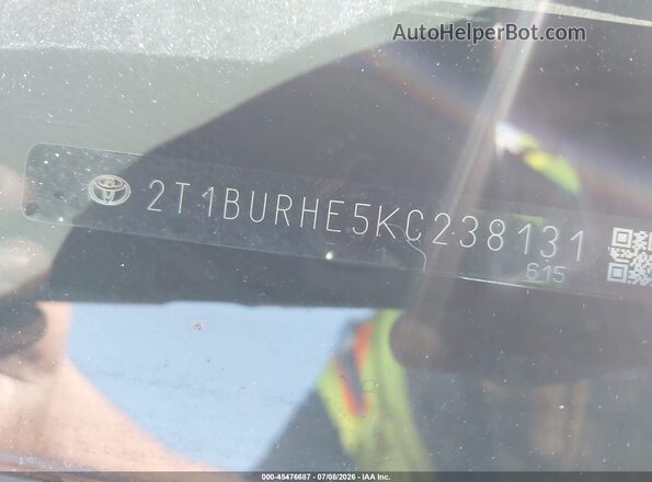 2T1BURHE5KC238131 2019 TOYOTA COROLLA Black 