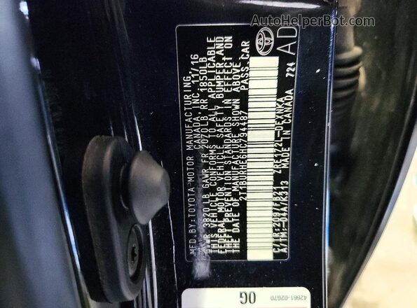 2T1BURHE6HC794487 2017 TOYOTA COROLLA Black Vista del compartimento del motor