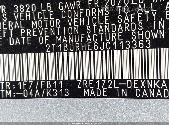 2T1BURHE6JC113363 2018 TOYOTA COROLLA Silver Engine compartment view