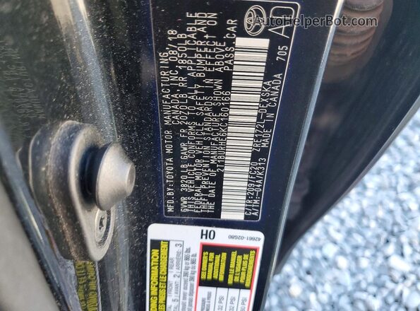 2T1BURHE6KC160166 2019 TOYOTA COROLLA Black Вид наклейки з VIN-кодом