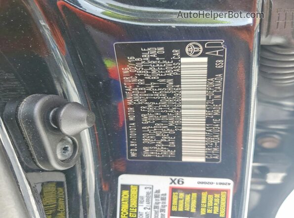 2T1BURHE7GC609264 2016 TOYOTA COROLLA Черный Вид наклейки с VIN-кодом