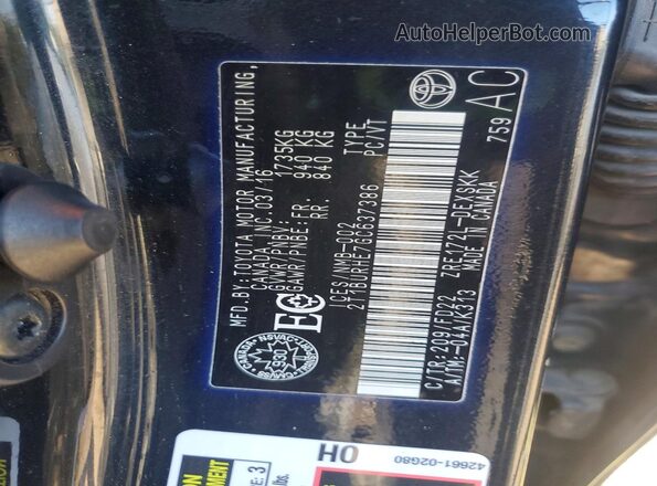2T1BURHE7GC637386 2016 TOYOTA COROLLA Black Vista del compartimento del motor
