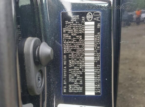2T1BURHE7GC653832 2016 TOYOTA COROLLA Black VIN კოდის სტიკერის ხედი