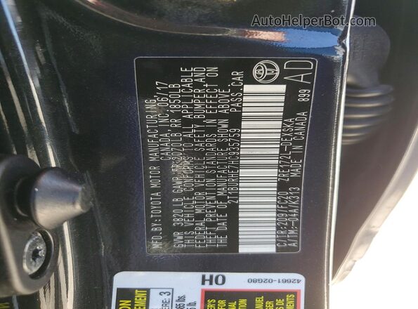 2T1BURHE7HC935759 2017 TOYOTA COROLLA Черный Вид подкапотного пространства