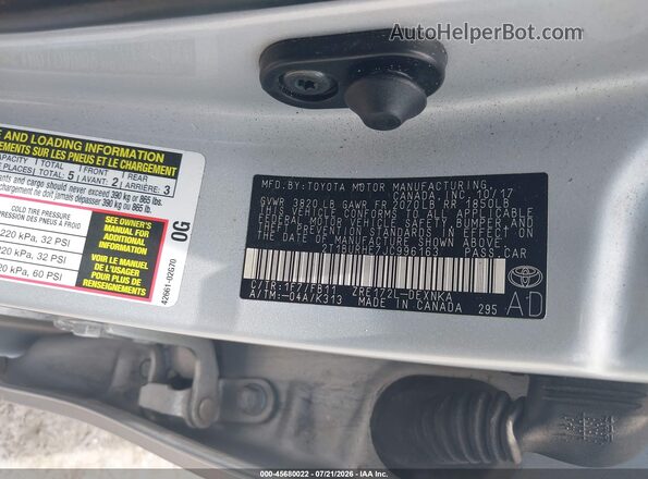 2T1BURHE7JC996163 2018 TOYOTA COROLLA Silver Вид підкапотного простору