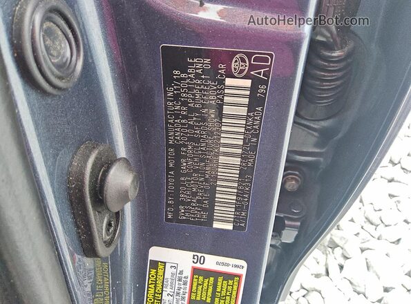 2T1BURHE7KC212307 2019 TOYOTA COROLLA Gray Widok naklejki z numerem VIN
