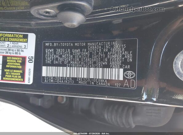 2T1BURHE8GC497591 2016 TOYOTA COROLLA Black ძრავის განყოფილების ხედი