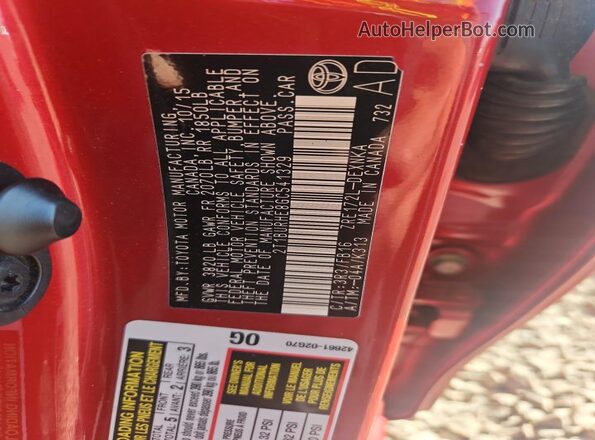 2T1BURHE8GC541329 2016 TOYOTA COROLLA Red Widok komory silnika