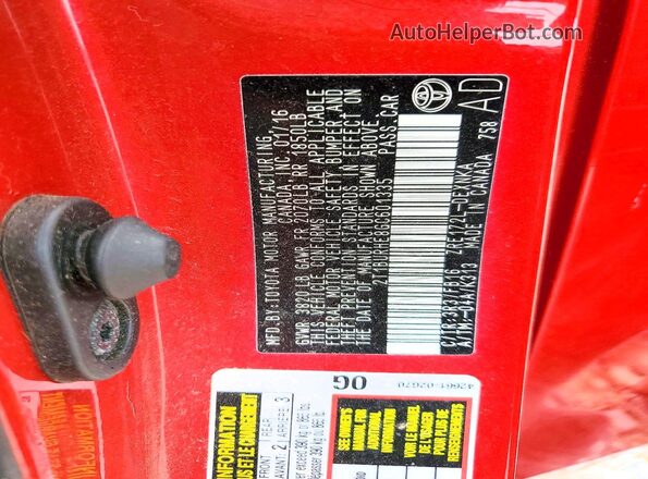2T1BURHE8GC601335 2016 TOYOTA COROLLA Red Engine compartment view