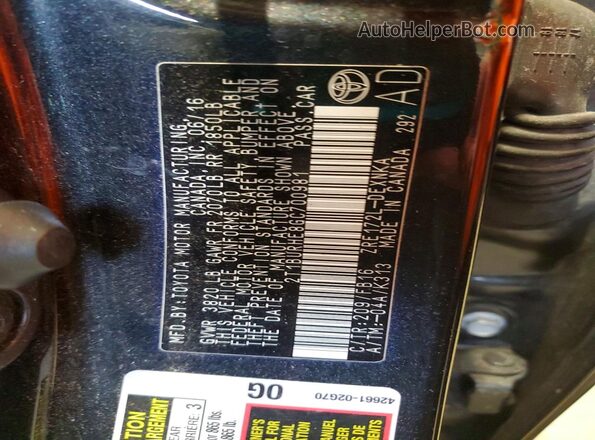 2T1BURHE8GC700981 2016 TOYOTA COROLLA Black Widok komory silnika