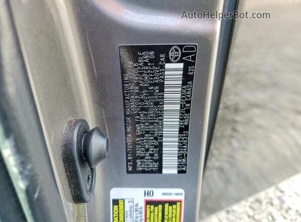 2T1BURHE8JC064019 2018 TOYOTA COROLLA Gray ძრავის განყოფილების ხედი