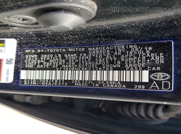 2T1BURHE8KC128769 2019 TOYOTA COROLLA Black Вид підкапотного простору