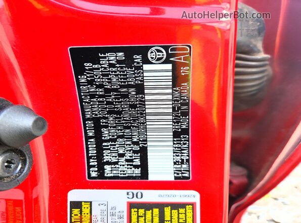 2T1BURHE8KC207729 2019 TOYOTA COROLLA Red Engine compartment view