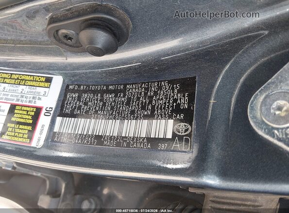 2T1BURHE9GC506735 2016 TOYOTA COROLLA Black ძრავის განყოფილების ხედი