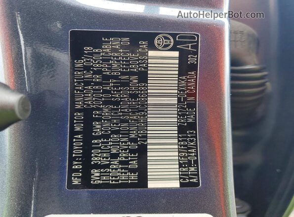 2T1BURHE9JC086689 2018 TOYOTA COROLLA Blue Widok komory silnika