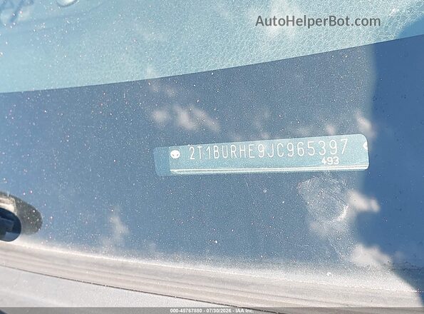 2T1BURHE9JC965397 2018 TOYOTA COROLLA Silver Вид підкапотного простору