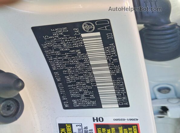 2T1BURHEXGC499892 2016 TOYOTA COROLLA White Vista del compartimento del motor
