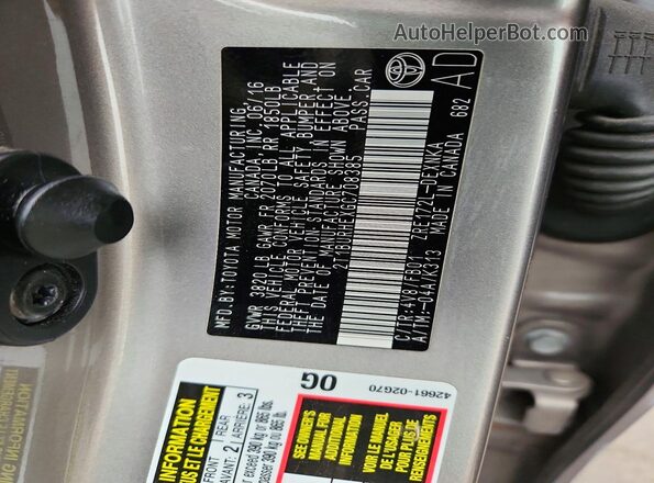 2T1BURHEXGC708385 2016 TOYOTA COROLLA Tan Widok komory silnika